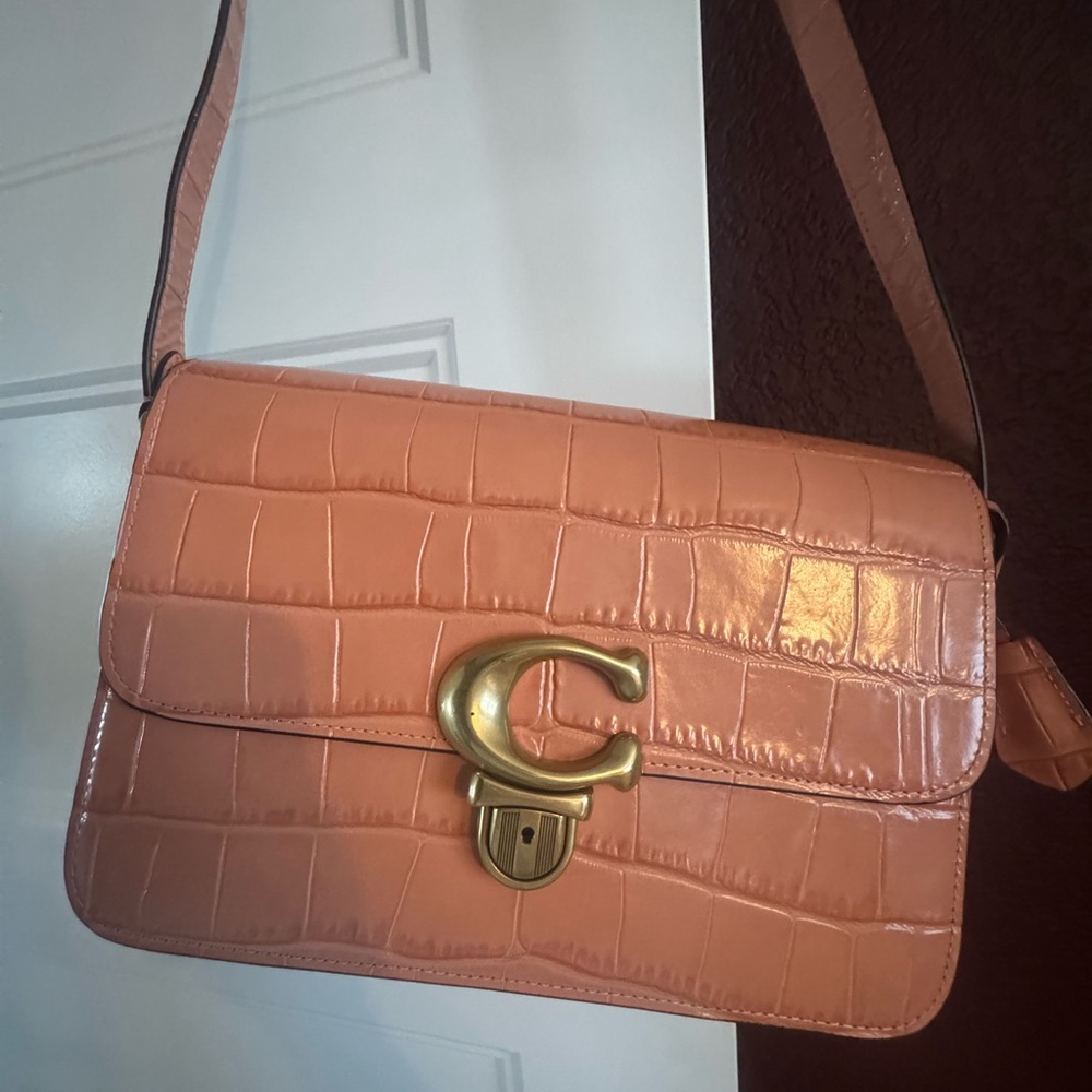 Coach Coral Croc-Embossed Shoulder Bag
